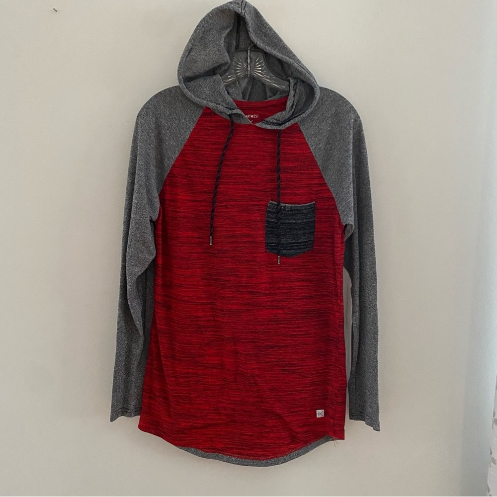 DepartWest Red and Gray Hooded Men's Shirt